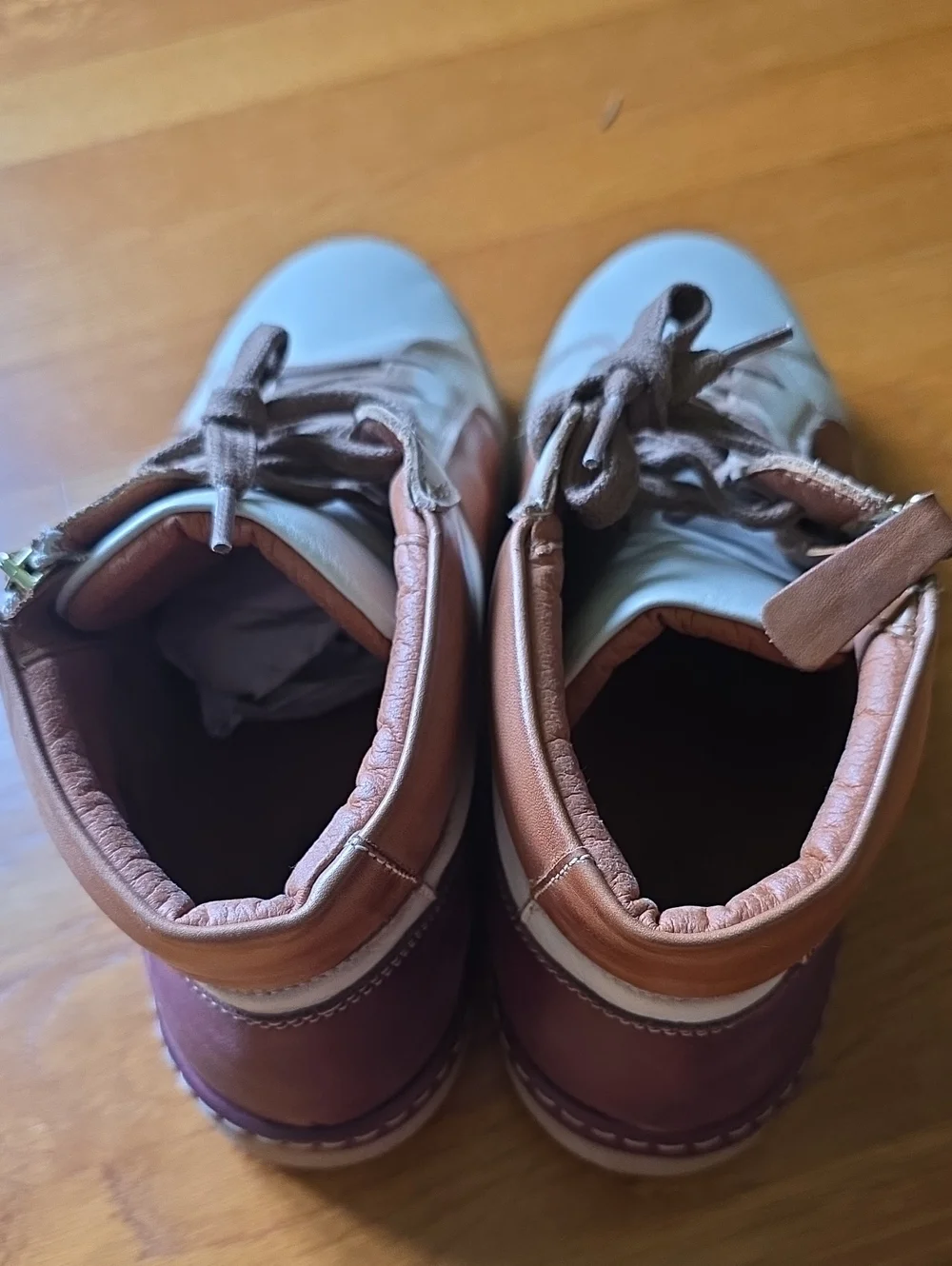 Pikolinos Women's Hightop Beige Leather Patchwork Sneakers US Size 11